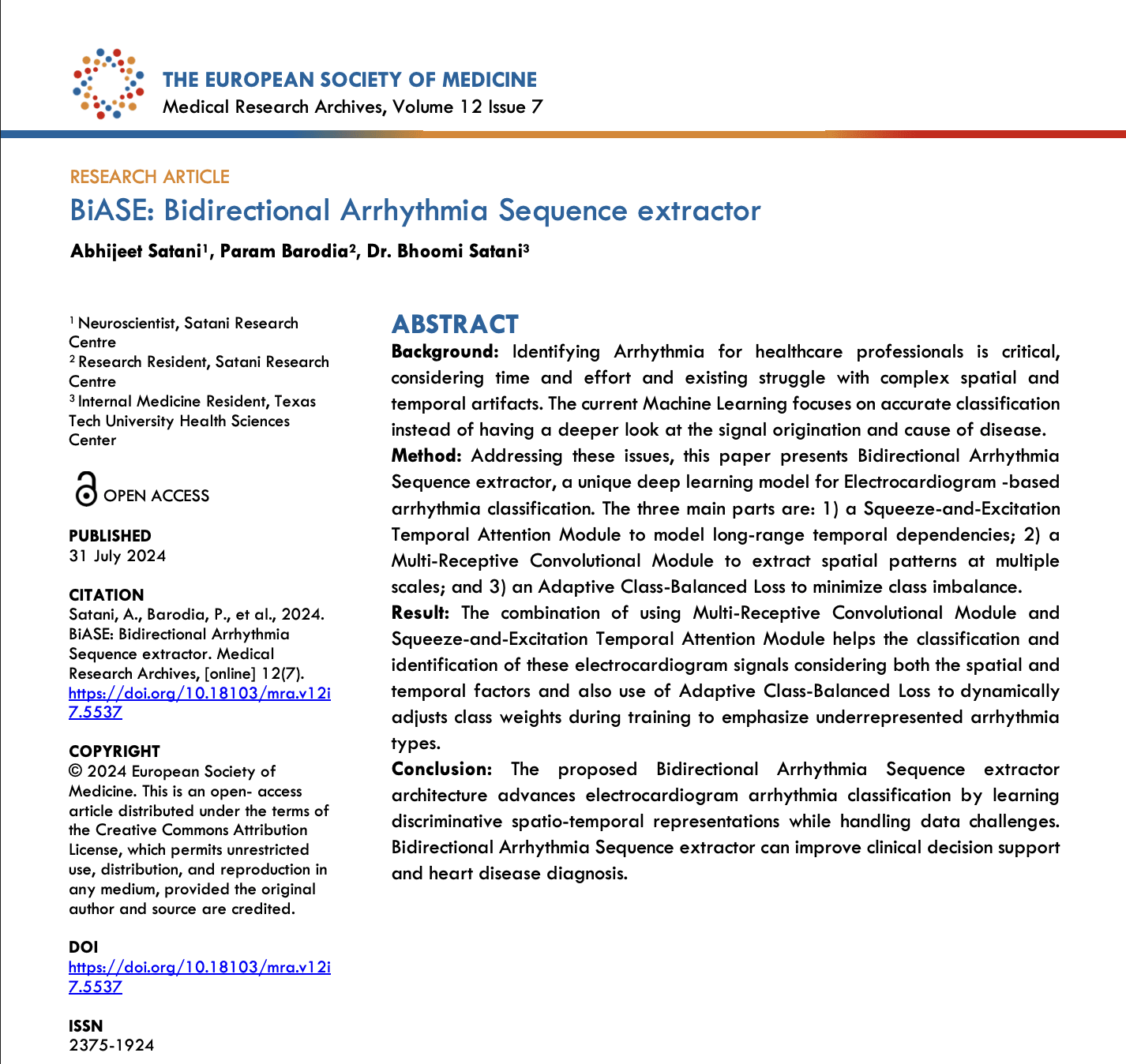 BiASE: A Revolutionary Deep Learning Model for ECG Arrhythmia Detection